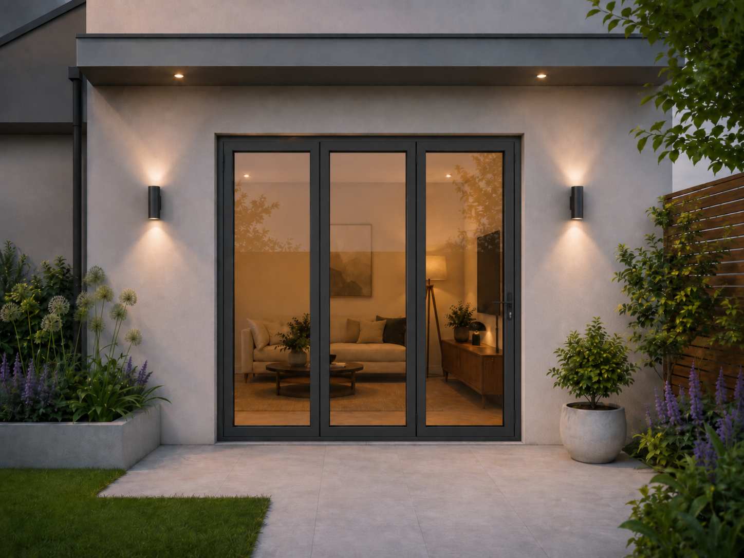 3 panel anthracite grey aluminium bifold door