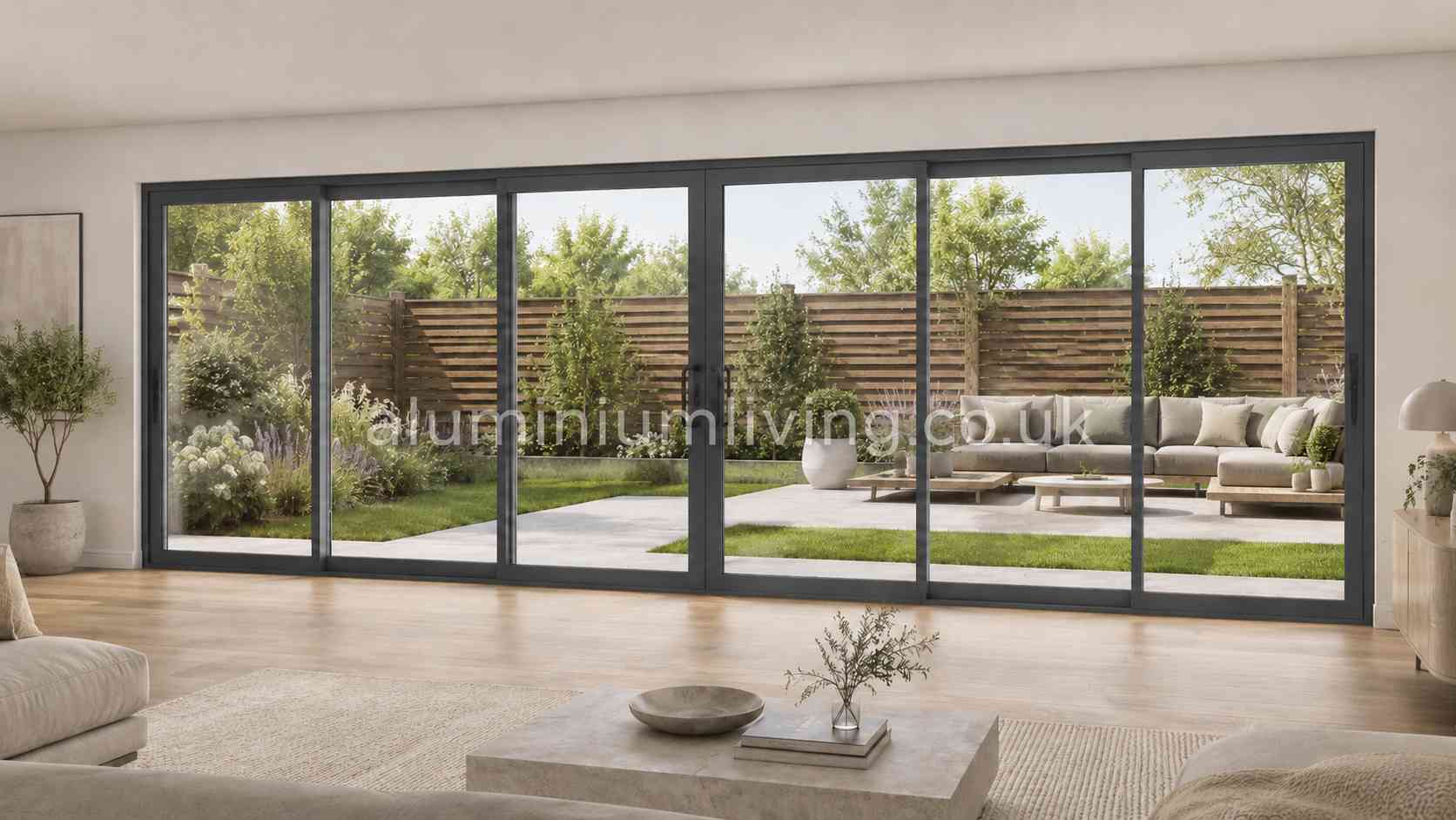 6 Panel Anthracite Grey Sliding Door