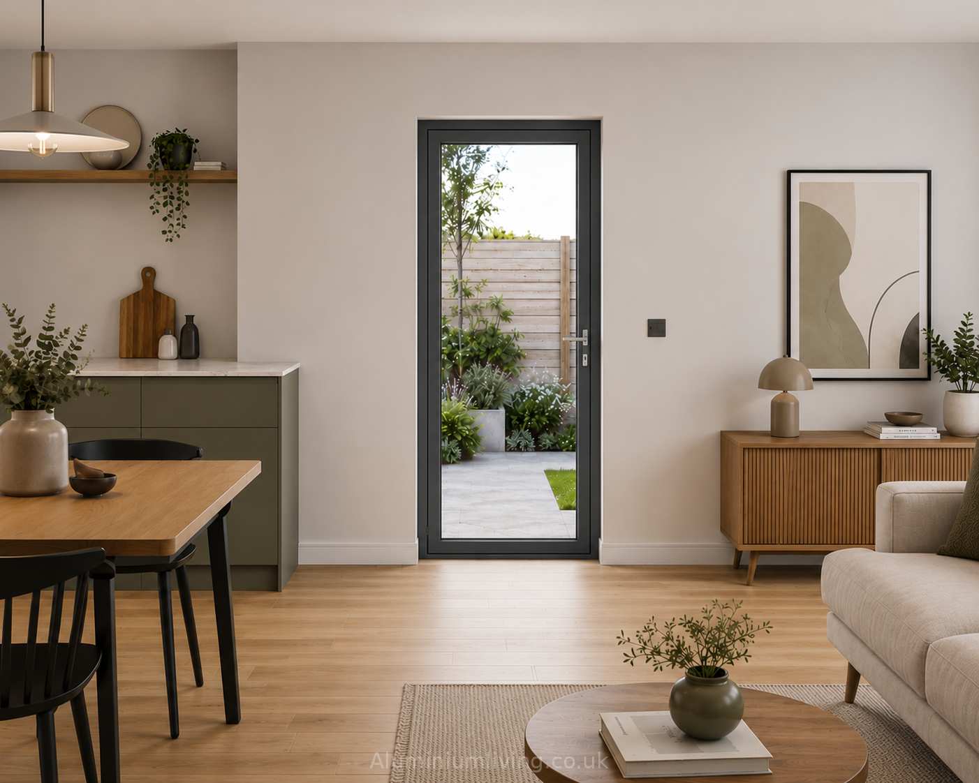 Single Anthracite Grey Aluminium Door