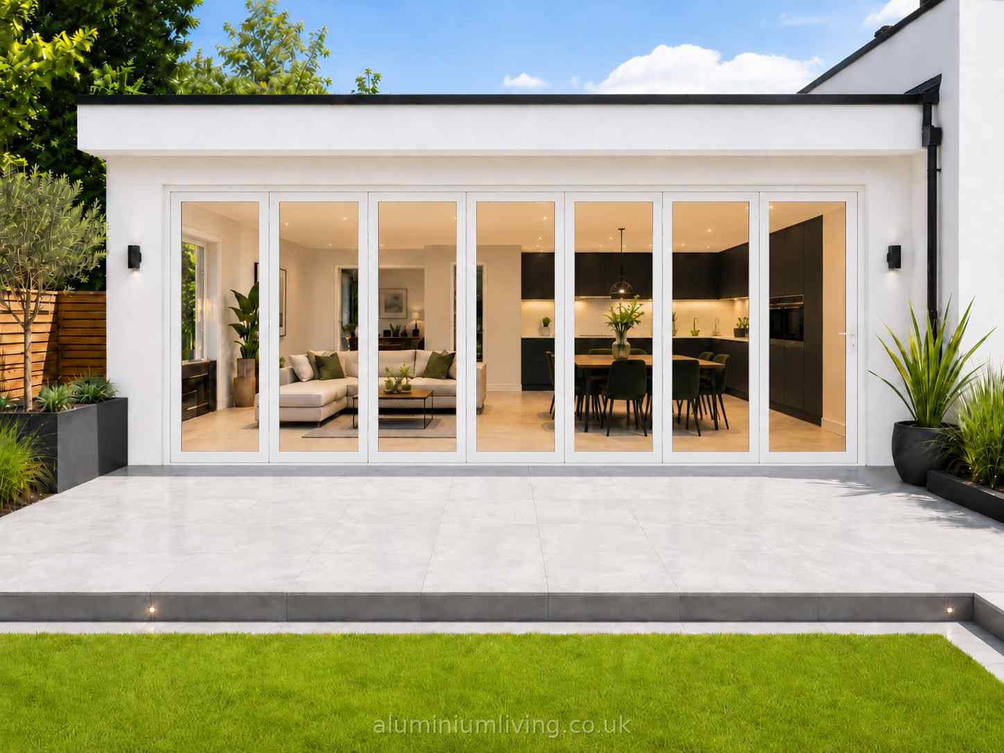 7 Panel White Aluminium Bifold Door