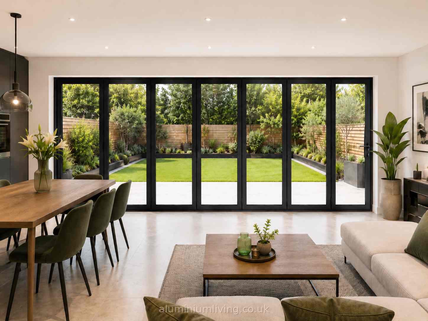 7 Panel Black Aluminium Bifold Door