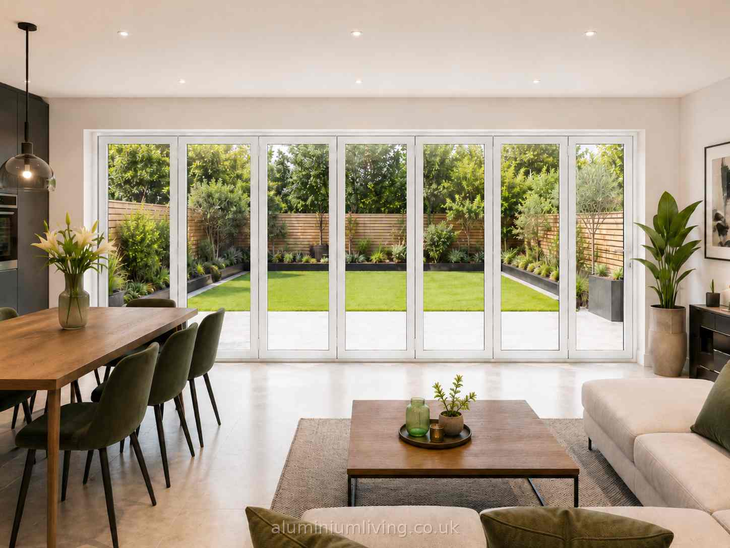 7 Panel White Aluminium Bifold Door