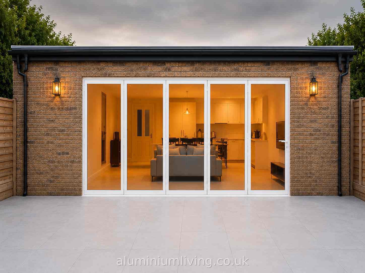 5 Panel White Aluminium Bifold Door
