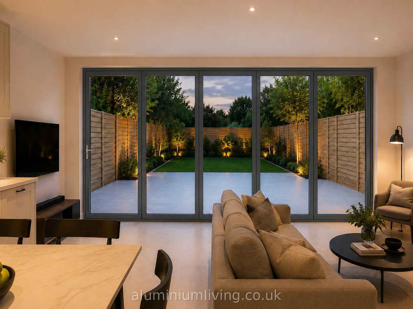 5 Panel Anthracite Grey Aluminium Bifold Door