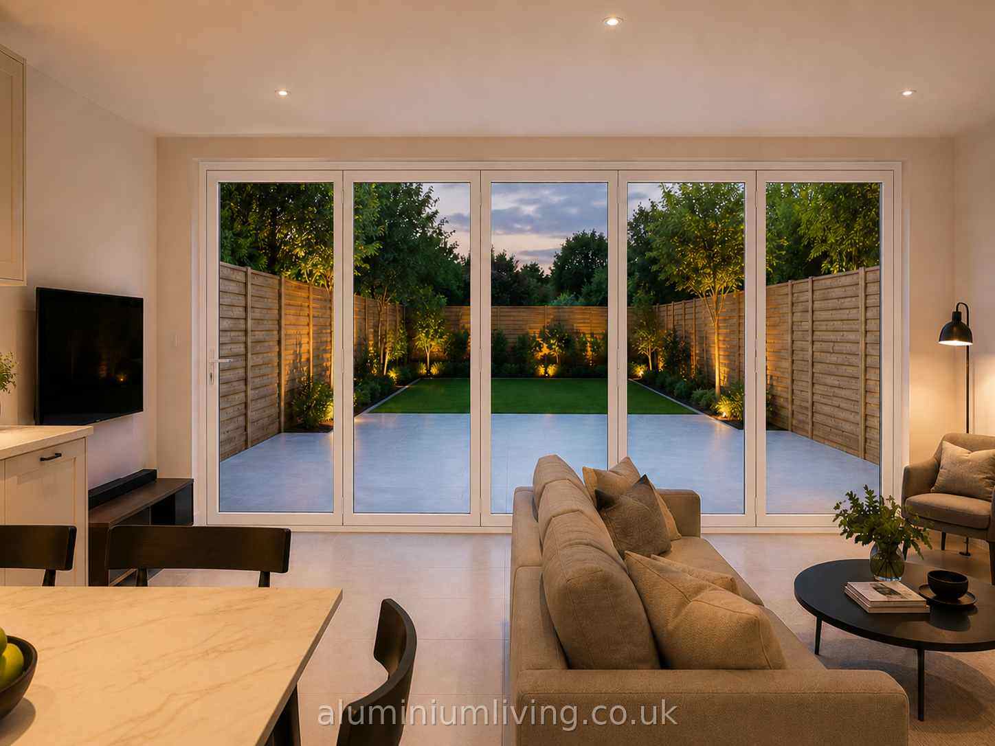 5 Panel White Aluminium Bifold Door